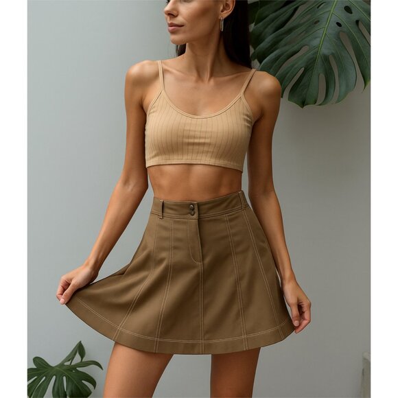 Athleta Whatever Skirt Skort in Khaki Tan Athletic A-Line Women's Size 8 - Picture 1 of 9